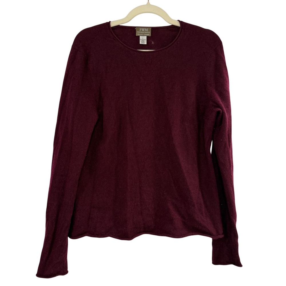 Fenn Wright Manson Cashmere Sweater Womens L Burgundy Good 2-Ply Crew Neck